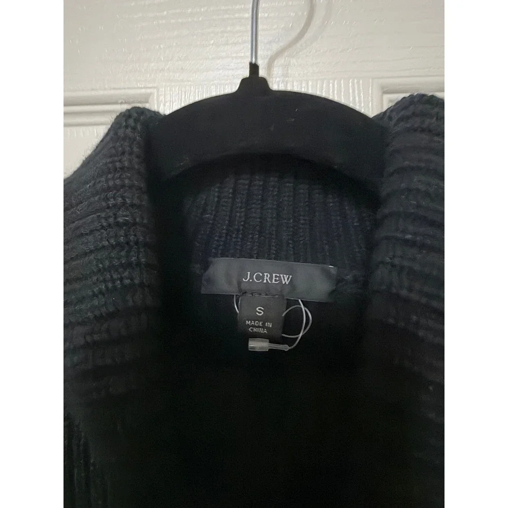 J.Crew Womens Black Cotton Cashmere Ribbed‎ Turtleneck Sweater BB427 Small